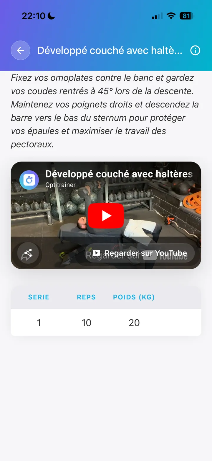 Fiche exercice avec consignes techniques et démonstration en vidéo ou en image